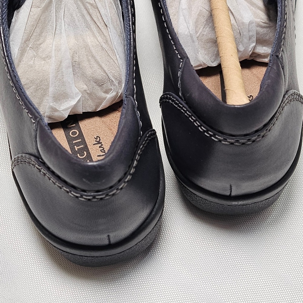 Clarks Collection Navy Blue Leather Lace Up Oxford Shoes Women Size 5.5 US - Picture 4 of 11